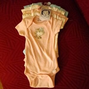 Gerber Baby Onesies Set - Pink, Blue, and Cream
